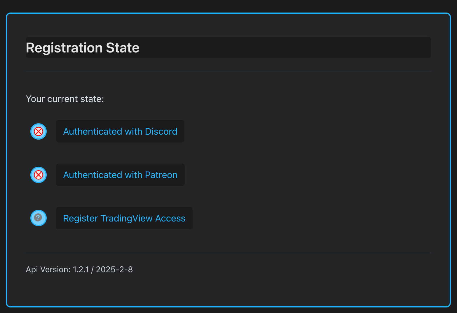 Indicator Registration Form - part 1